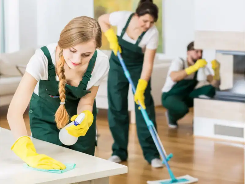 Our trained cleaning team at work in an Indore home